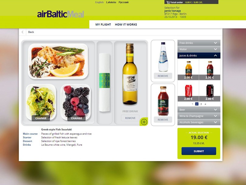 Travel News. Индивидуальное питание на борту airBaltic