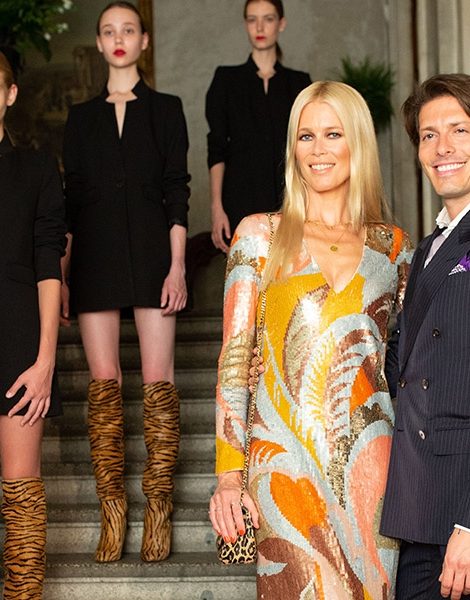 Клаудия Шиффер на презентации капсульной коллекции Claudia Schiffer for Aquazzura в Милане