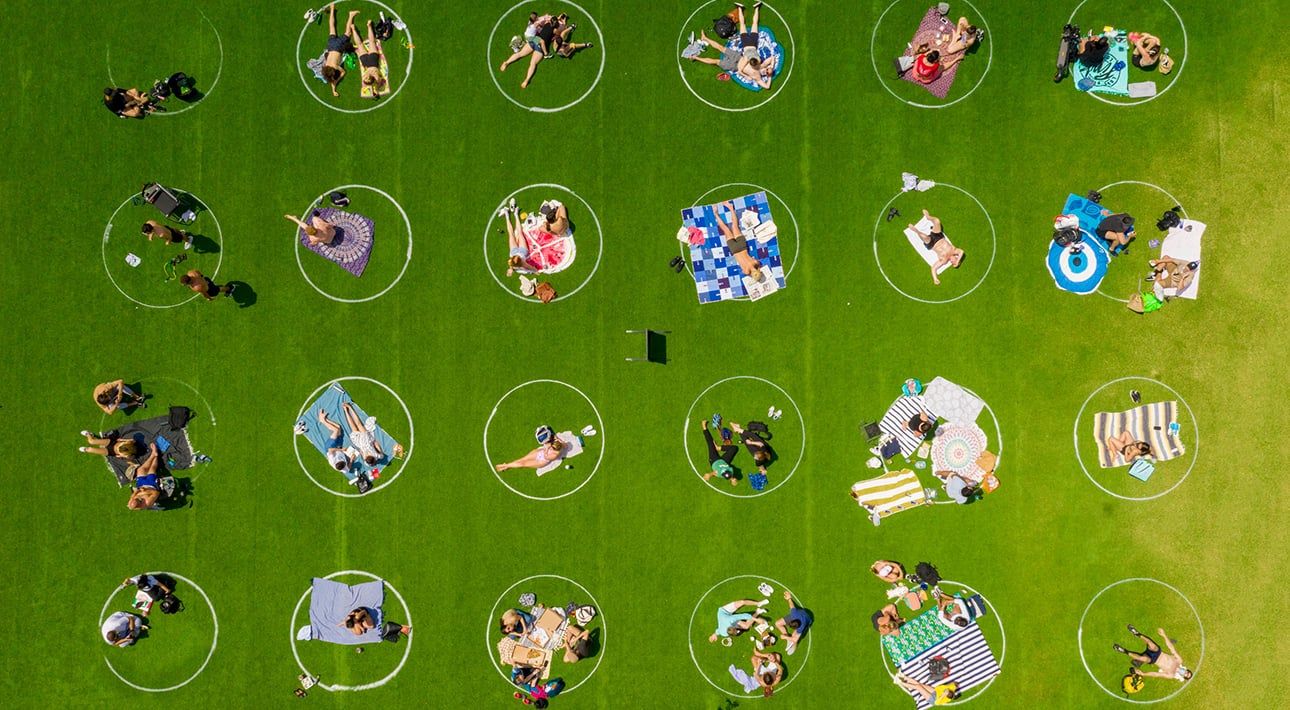 Круги на полях: опыт социального дистанцирования в Domino Park