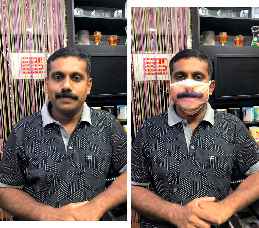 Индийские производители тканевых масок печатают на них лица клиентов