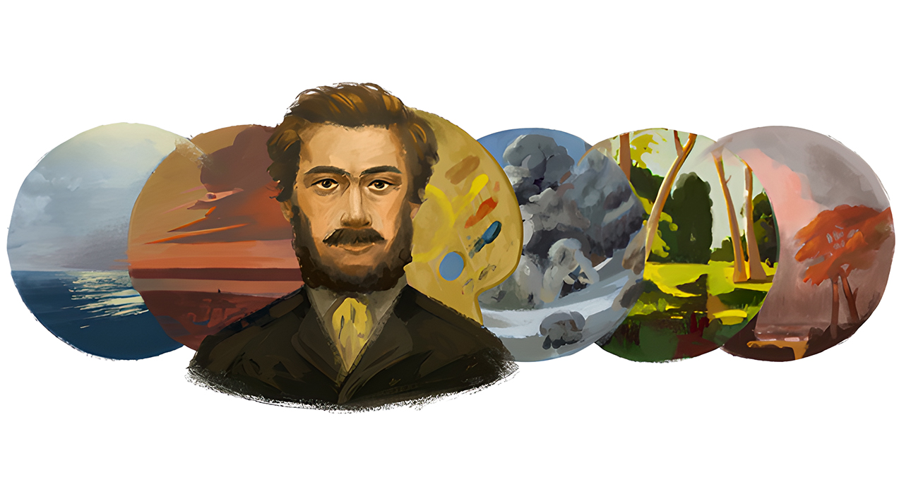Дудл, посвященный 180-летию русского художника Архипа Куинджи, — на стартовой странице Google