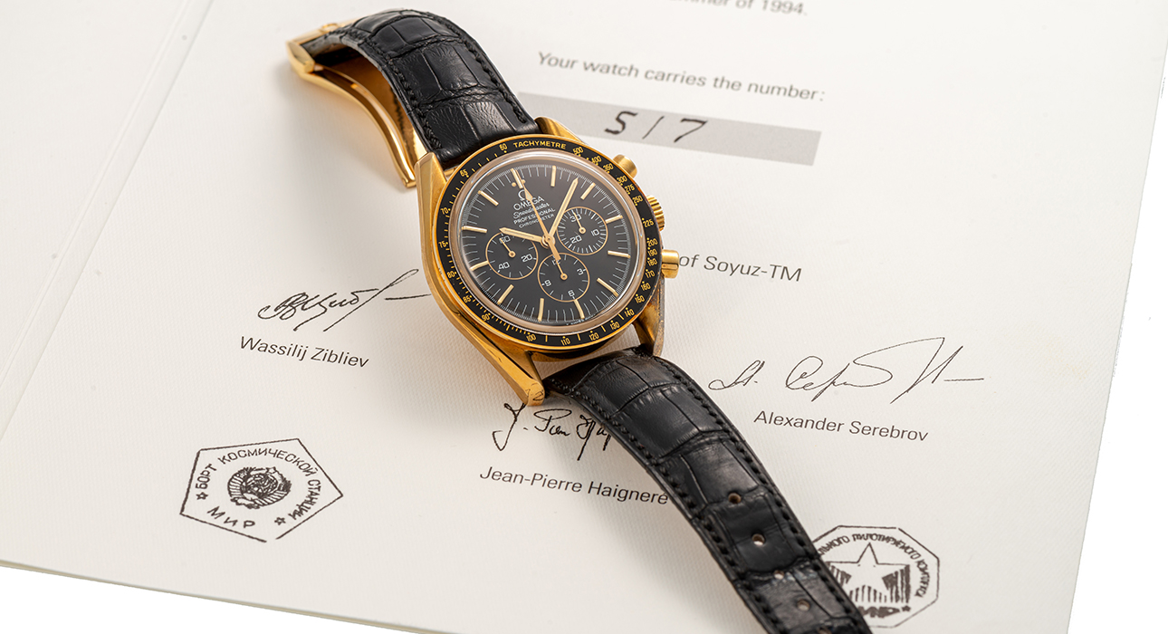 Часы & Караты: на аукционе в отеле Hotel Beau-Rivage Genève представят часы Omega Speedmaster, побывавшие на космической станции «Мир»