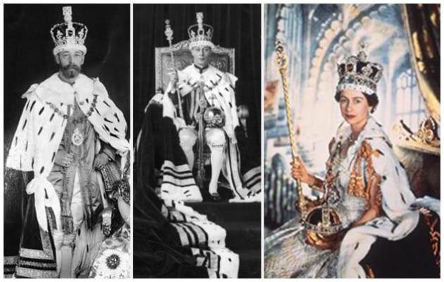 Коронация Георга V,  Георга VI и Елизаветы II