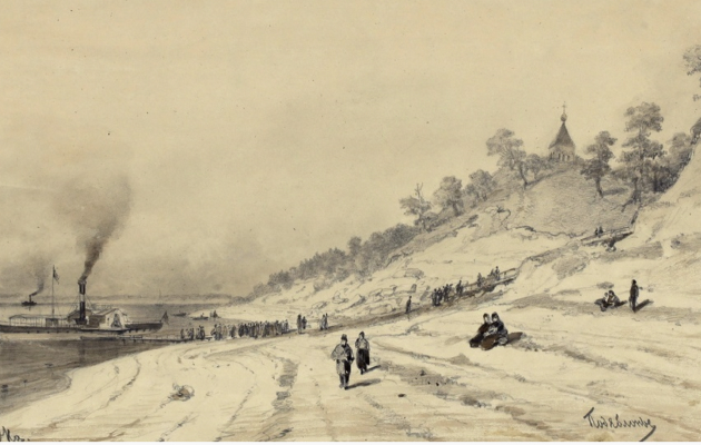 А. П. Боголюбов, Подъяблонье на реке Оке. Дудин монастырь, 1863 г. 