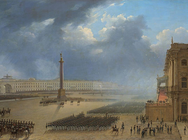 Г.Г. Чернецов. Парад по случаю открытия памятника Александру I в Санкт-Петербурге 30 августа 1834 года. Государственная Третьяковская Галерея