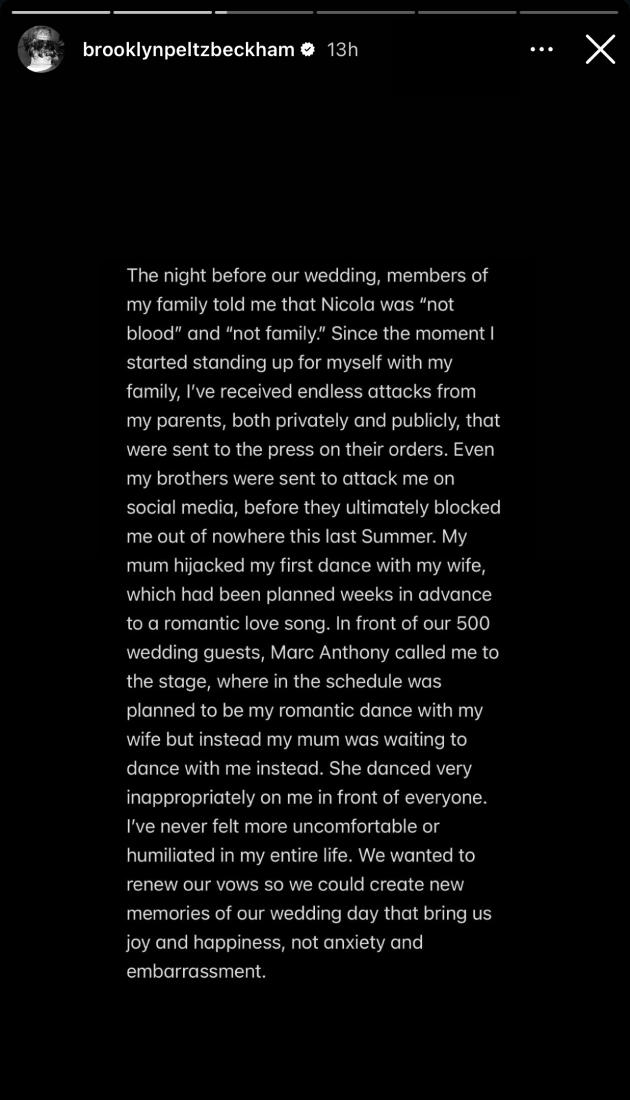 Бруклин Бекхэм опубликовал «развернутые» обвинения против родителей