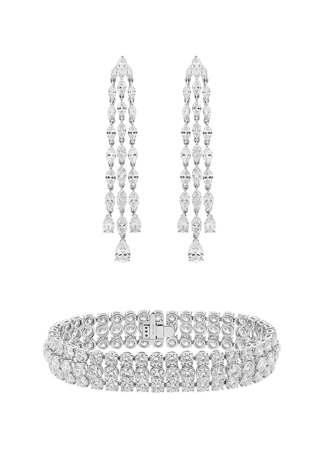 Серьги и браслет Mercury из коллекции Classic из белого золота с бриллиантами 