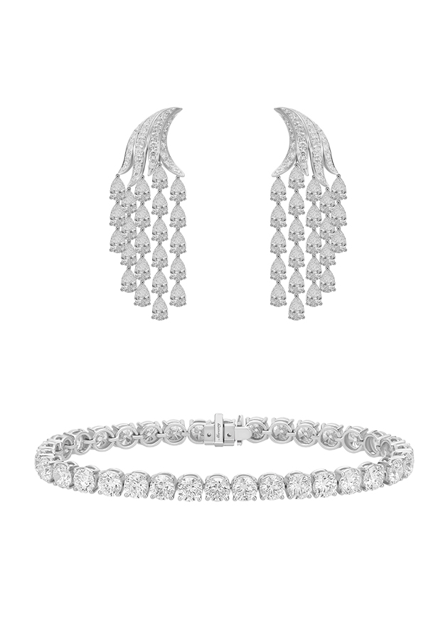 Серьги и браслет Mercury из коллекции Classic из белого золота с бриллиантами