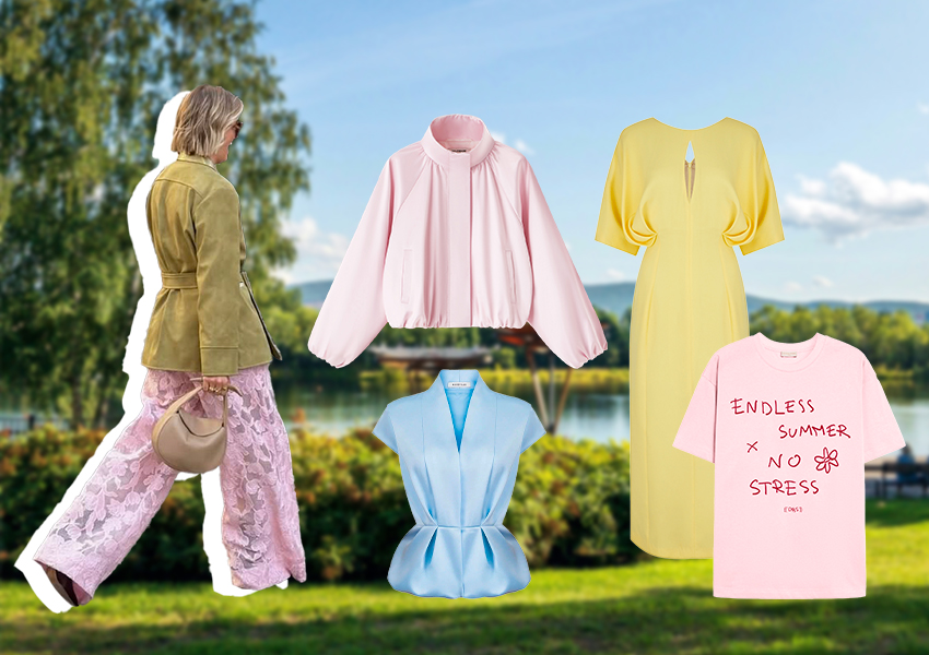 В коллаже (слева направо): бомбер Selfmade, жакет Roseville, платье LEFFERS, футболка Dress by Stesha