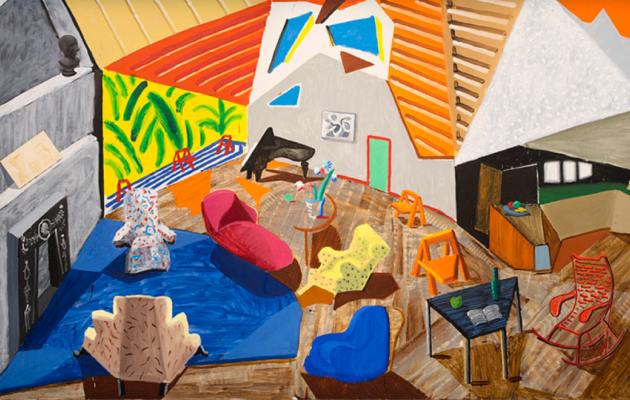 Large Interior, Los Angeles, 1988 - oil, paper & ink on canvas 72x120 in.