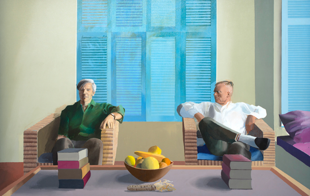 Christopher Isherwood and Don Bachardy, 1968 - acrylic on canvas 83 1/2 × 119 1/2 in.