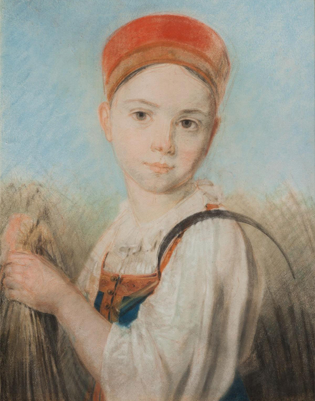 А.Г. Венецианов. Крестьянская девушка с серпом во ржи. Конец 1810-х – начало 1820-х. Государственная Третьяковская галерея 