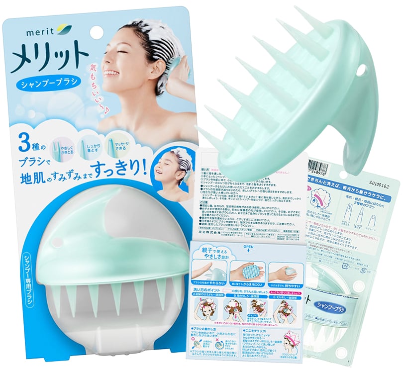 Глубокая очистка головы. Kao Merit Shampoo Brush. Японская щетка для мытья волос. Щеточка для массажа головы. Массажная щетка для мытья головы.