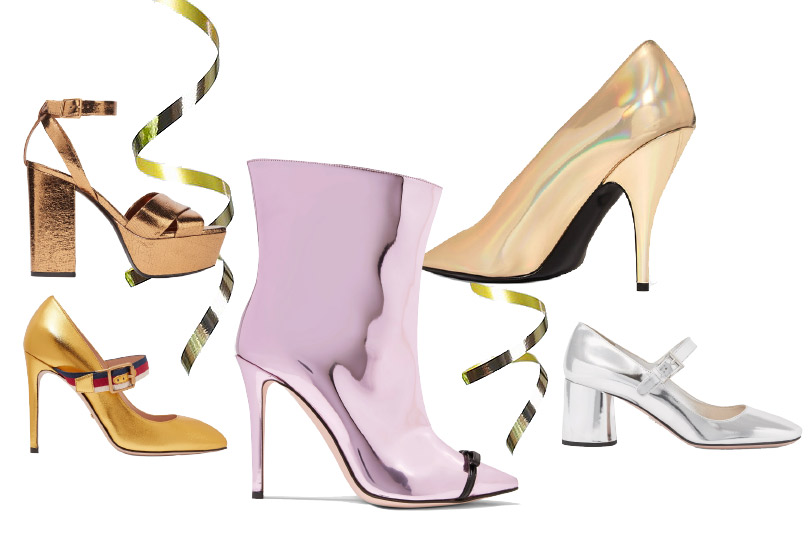 Металлизированная обувь: Saint Laurent, Gucci, Marco di Vincenzo, Stella McCartney, Prada
