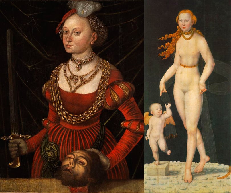 Лукас Кранах Младший. «Юдифь, с головой Олоферна», «Венера и Амур»