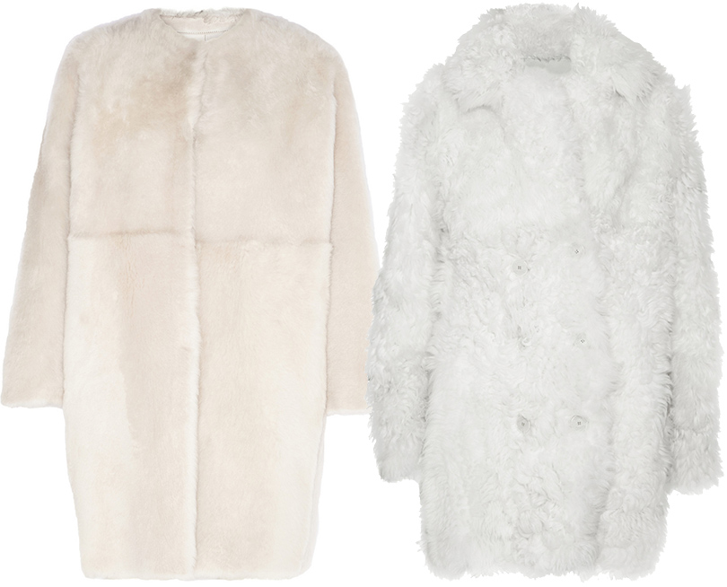 Белое двухстороннее пальто Karl Donoghue, объемное меховое пальто из обработанного овечьего меха Sonia Rykiel 