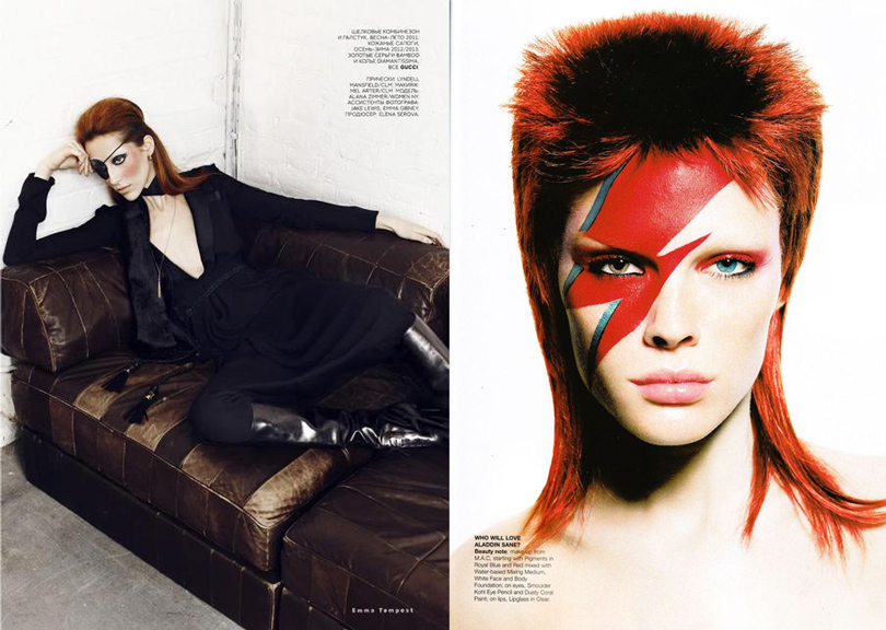 Алана Циммер в съемке для Vogue Россия (2013); бьюти-съемка для Vogue Австралия (2003)