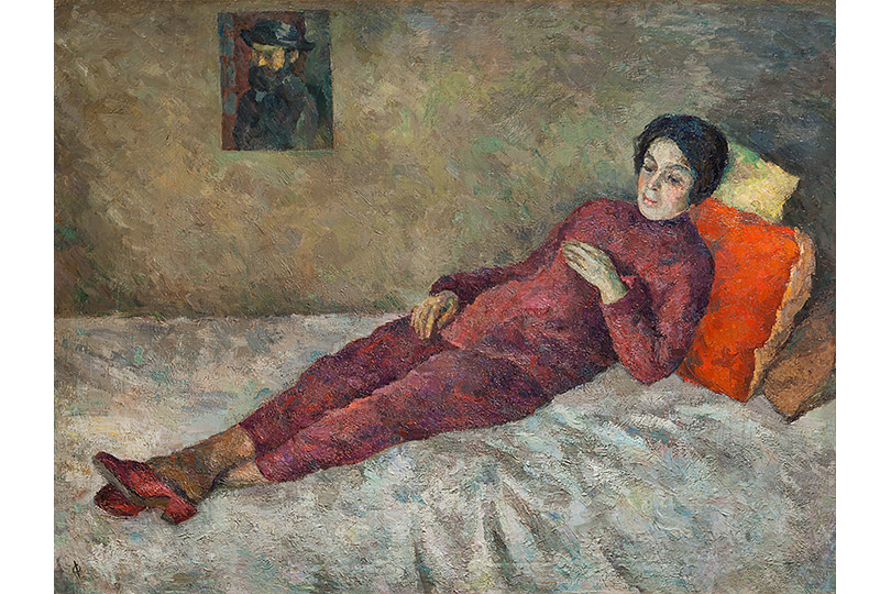Роберт Фальк. Женщина, лежащая под портретом Сезанна. 1929