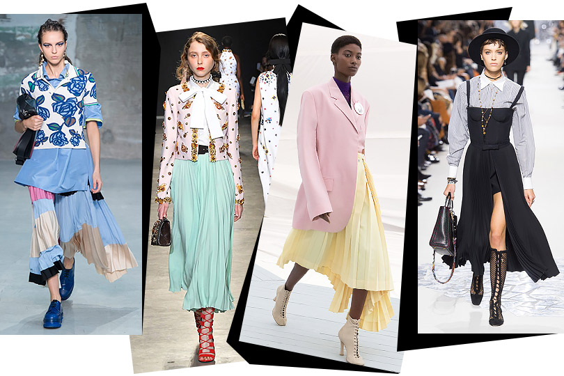 Плиссированные юбки в весенних коллекциях Marni, Andrew GN, Céline, Christian Dior