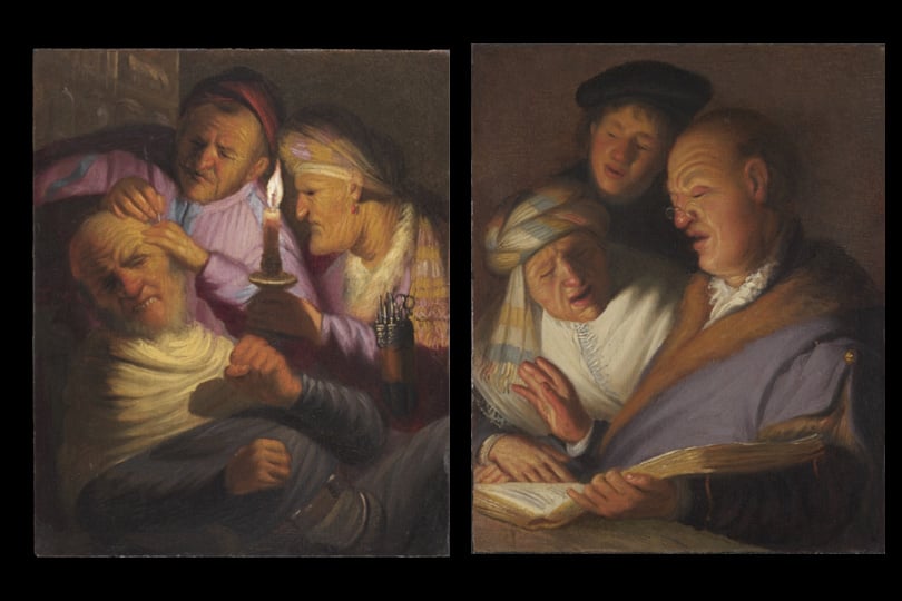 Рембрандт Харменс ван Рейн
Извлечение камня глупости (Аллегория осязания). Около 1624–1625
Три музыканта (Аллегория слуха). Около 1624–1625