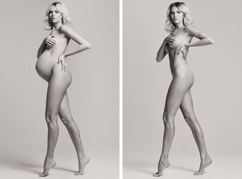 Лена Перминова в Vogue за несколько дней до родов и два месяца спустя