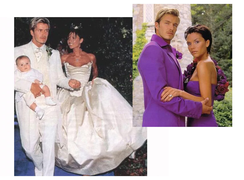 А вот и свадебные фото, в том числе — тот самый знаменитый лиловый комплект
