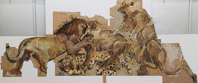 Валерий Кошляков. Битва львов с леопардом. 1991