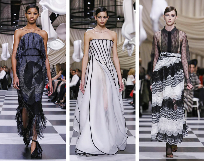 Сюрреалистическое черно-белое шоу Christian Dior Couture в рамках Недели высокой моды в Париже